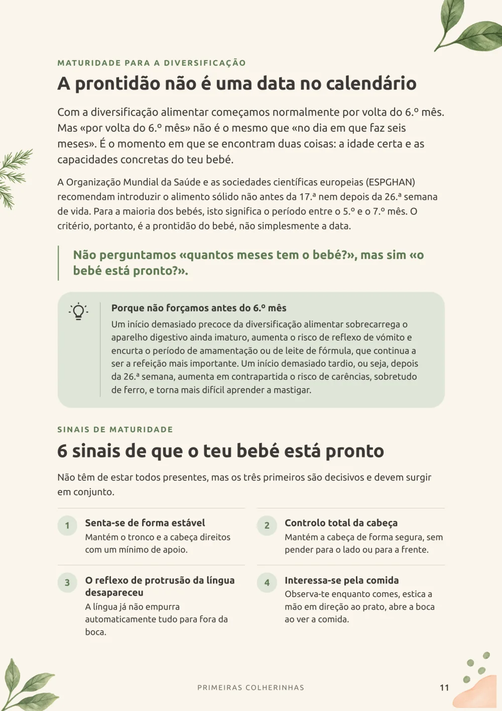 Guia: página sobre os sinais de que o bebé está pronto