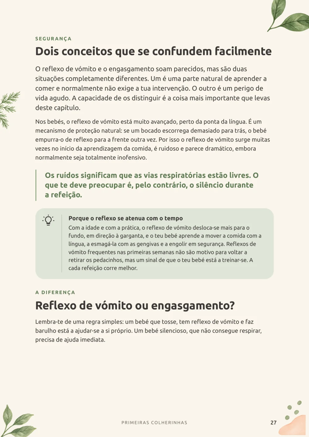 Guia: página sobre reflexo de vómito e engasgamento