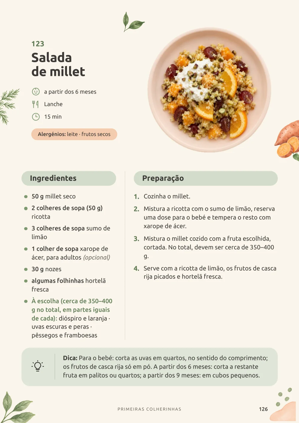 Pequenos-almoços e lanches em família: exemplo de página de receita